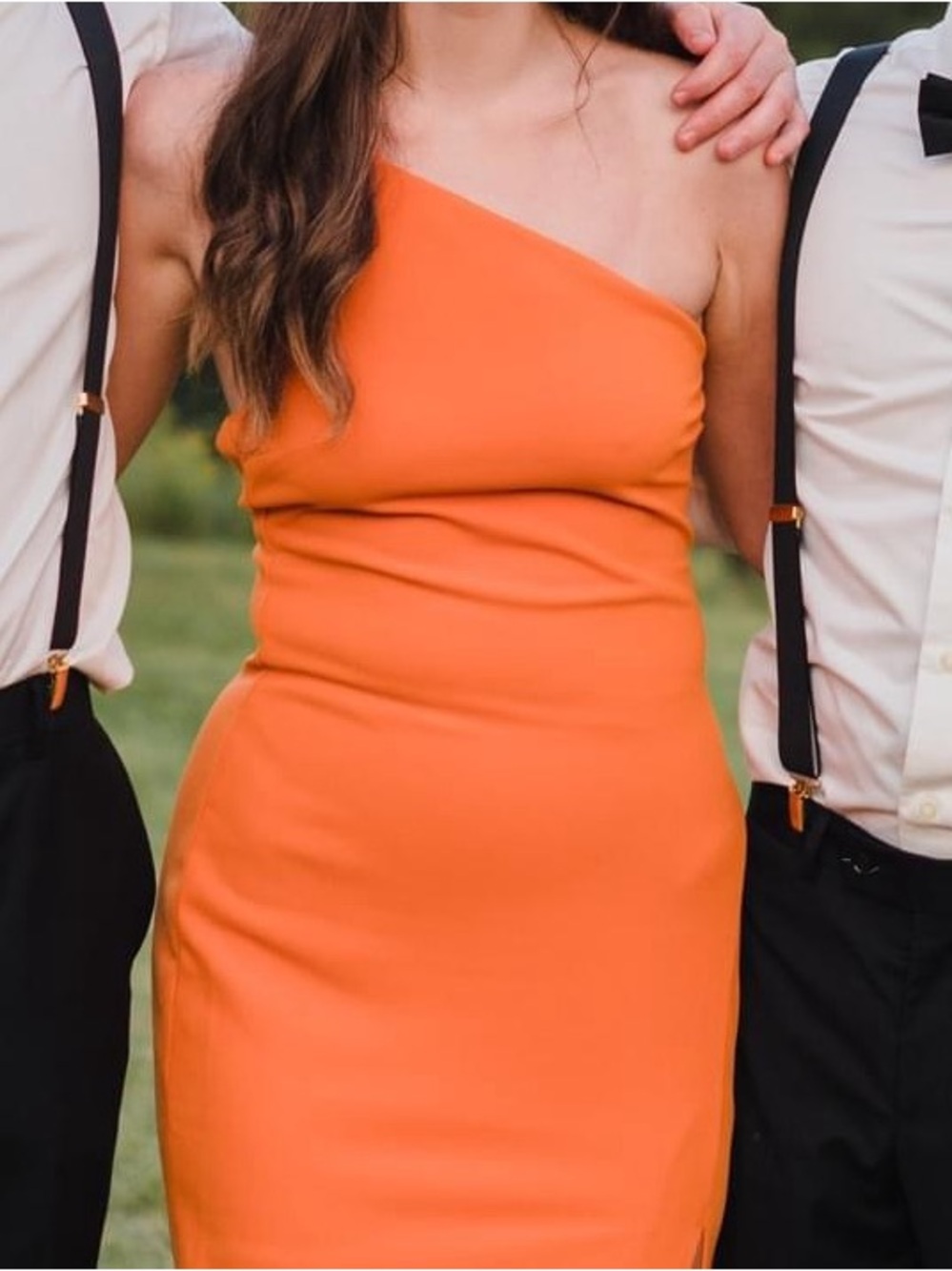 Dynamite One-Shoulder Bright Orange Sheath Dress